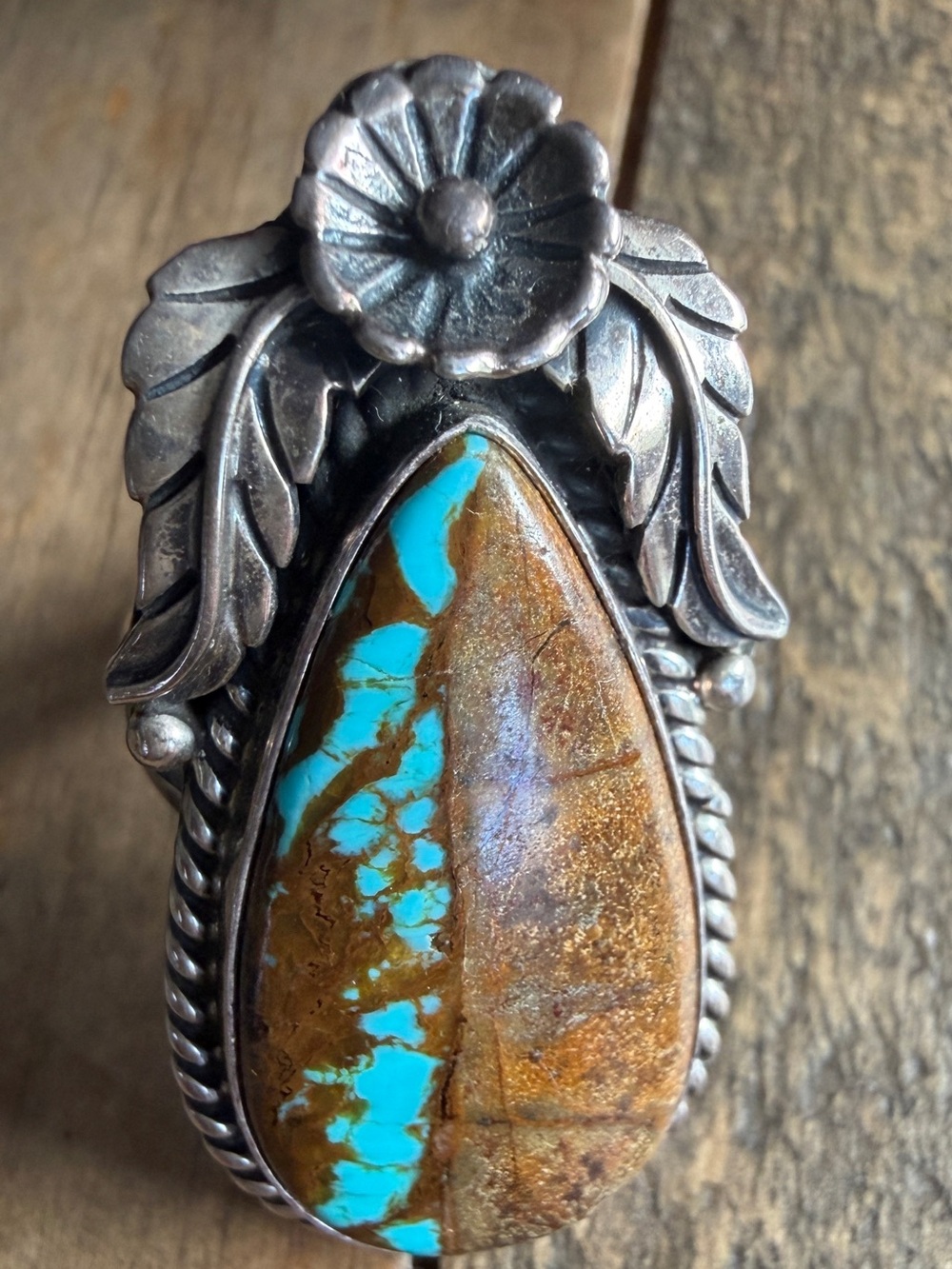 Vintage Native Navajo Handmade Patricia Yazzie Turquoise Sterling Silver Ring